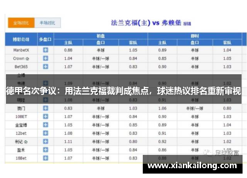 德甲名次争议：用法兰克福裁判成焦点，球迷热议排名重新审视